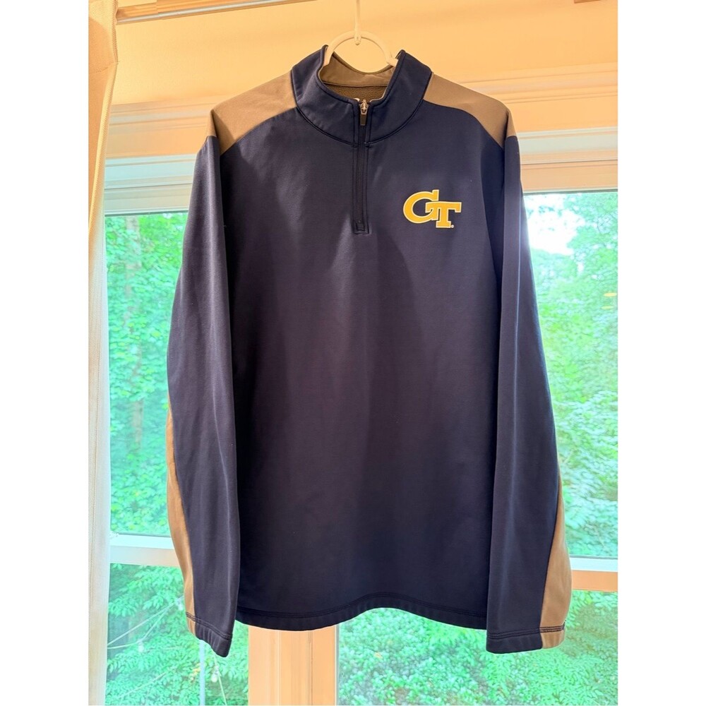 Fanatics Georgia Tech GT Navy and Gold 1/4 Zip Pullover XL